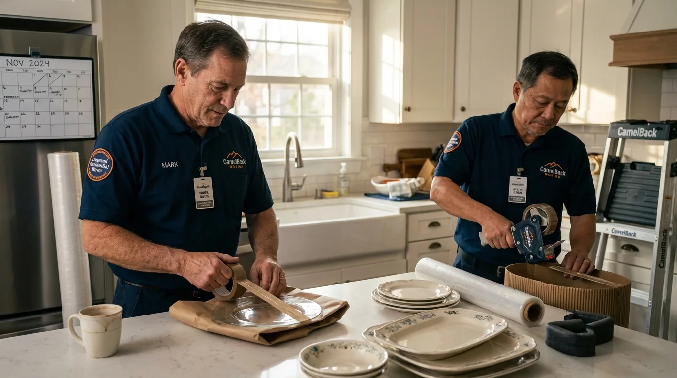 Professional crew packing kitchen dishware in Paullina, IA